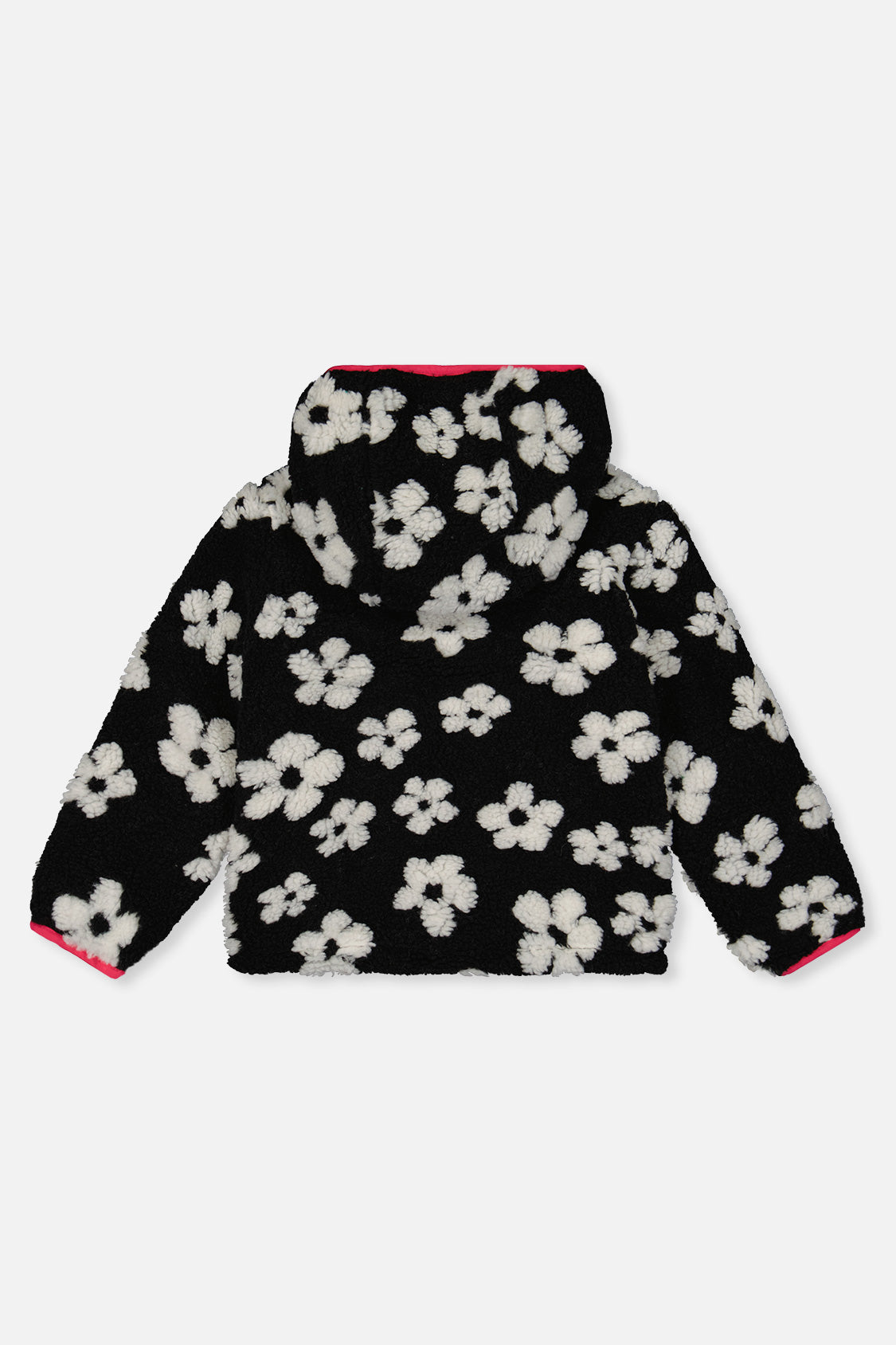 Reversible Mid-Season Jacket Pink And Black Printed Flowers - J20W65_06910