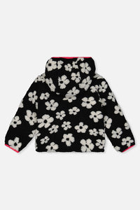 Reversible Mid-Season Jacket Pink And Black Printed Flowers - J20W65_06910