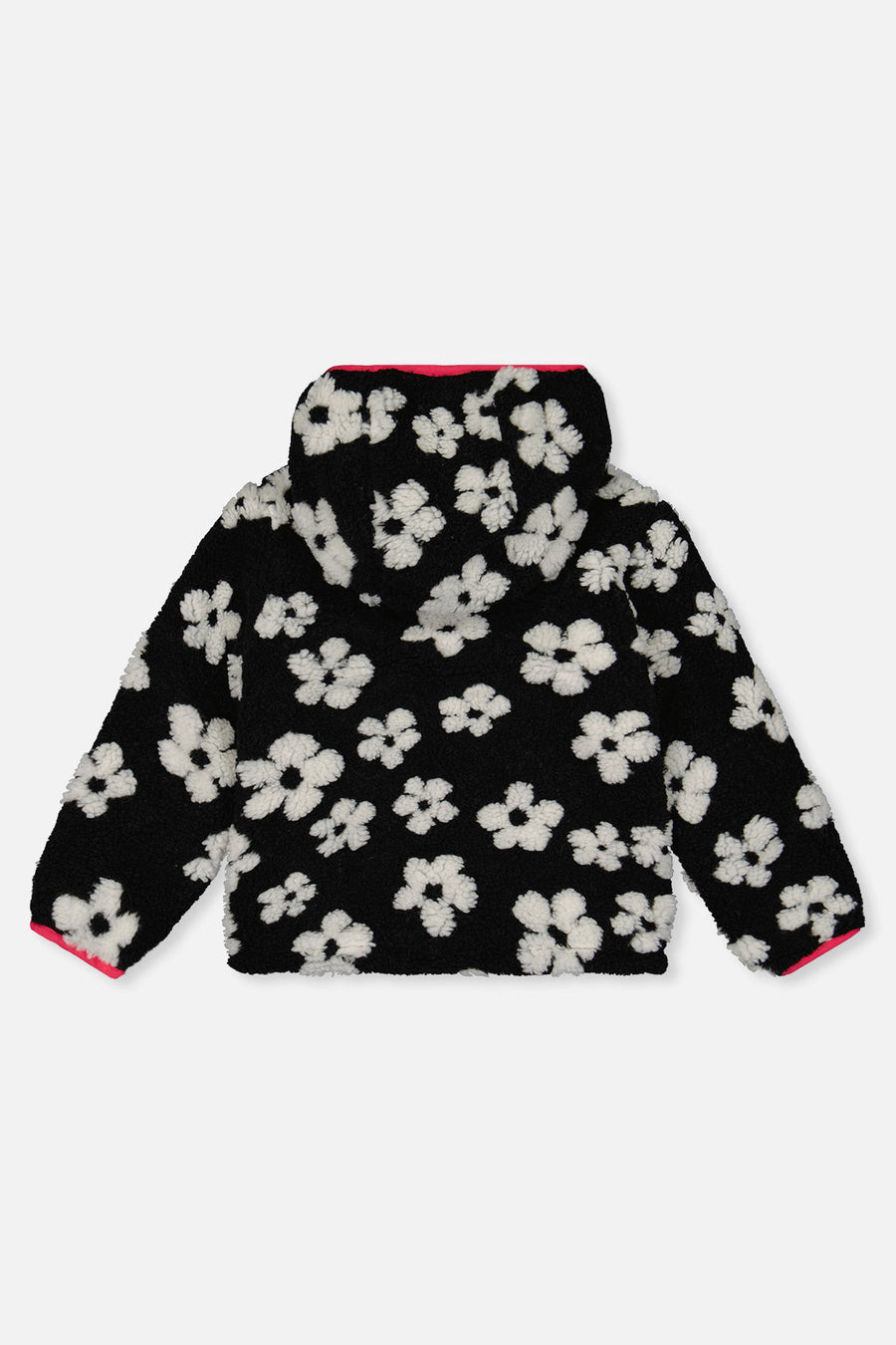 Reversible Mid-Season Jacket Pink And Black Printed Flowers - J20W65_06910