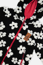 Reversible Mid-Season Jacket Pink And Black Printed Flowers - J20W65_06910