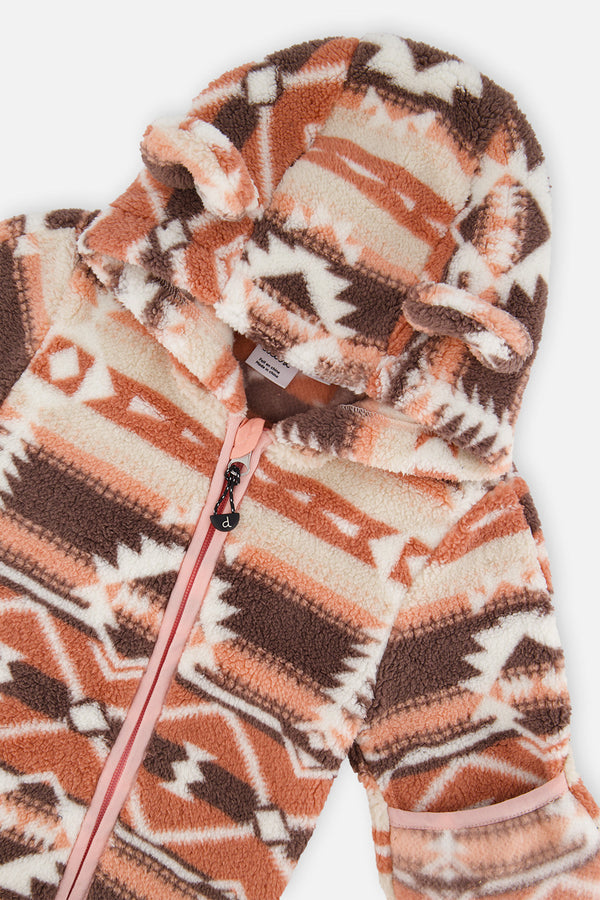 Baby Mid-Season Plush One-Piece Outerwear Aztec Pink - J20W66_2J011