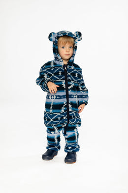 Baby Mid-Season Plush One-Piece Outerwear Aztec Blue - J20W66_2J012