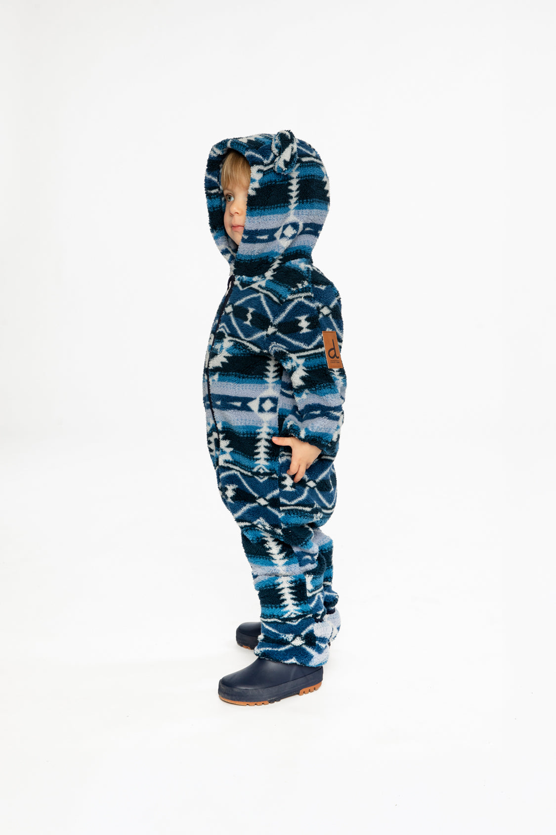Baby Mid-Season Plush One-Piece Outerwear Aztec Blue - J20W66_2J012