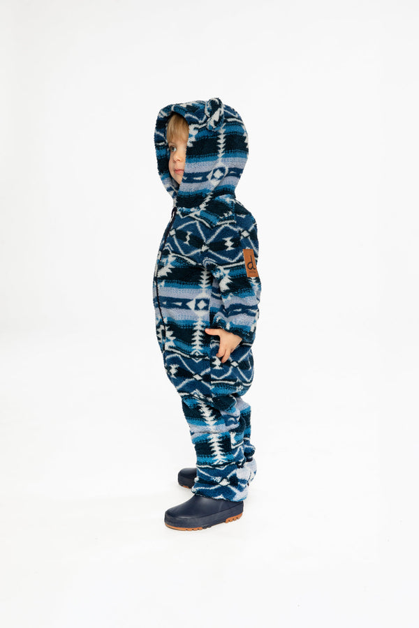 Baby Mid-Season Plush One-Piece Outerwear Aztec Blue - J20W66_2J012