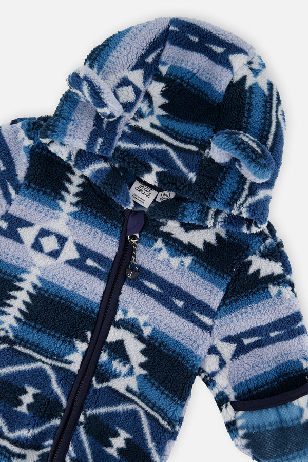 Baby Mid-Season Plush One-Piece Outerwear Aztec Blue - J20W66_2J012