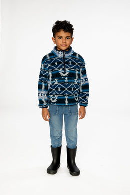 Mid-Season Plush Pullover Jacket Aztec Blue - J20W67_2J012