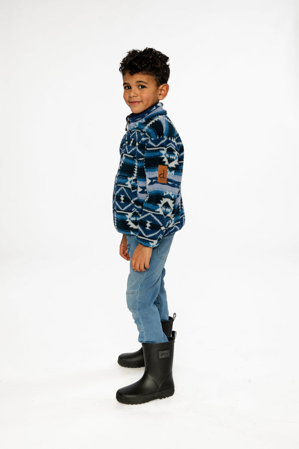 Mid-Season Plush Pullover Jacket Aztec Blue - J20W67_2J012