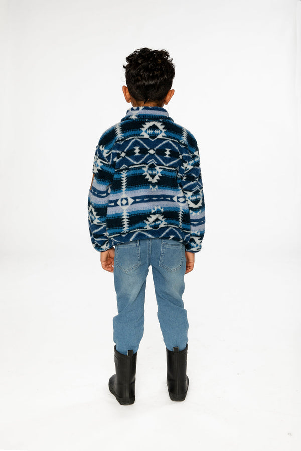 Mid-Season Plush Pullover Jacket Aztec Blue - J20W67_2J012