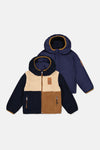 Reversible Mid-Season Jacket Dark Blue, Beige And Brown - J20W68_04810
