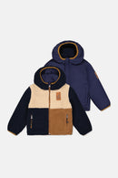 Reversible Mid-Season Jacket Dark Blue, Beige And Brown - J20W68_04810