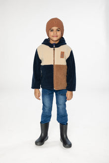 Reversible Mid-Season Jacket Dark Blue, Beige And Brown - J20W68_04810