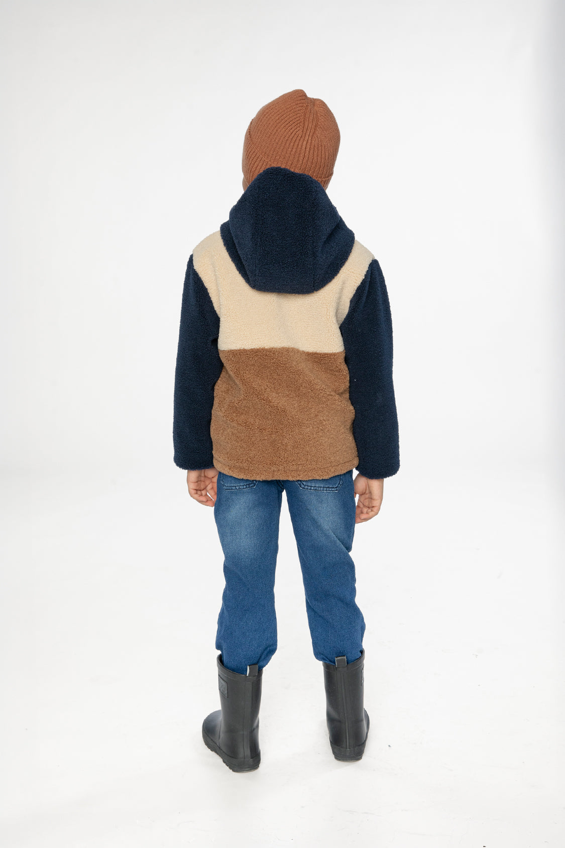 Reversible Mid-Season Jacket Dark Blue, Beige And Brown - J20W68_04810