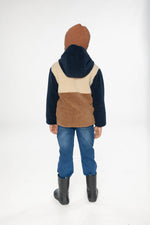 Reversible Mid-Season Jacket Dark Blue, Beige And Brown - J20W68_04810