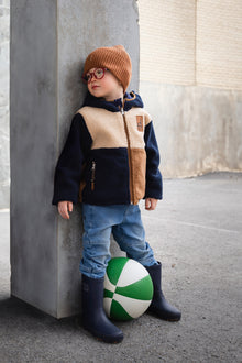 Baby Wende-Midseason-Jacke Dunkelblau, Beige und Braun