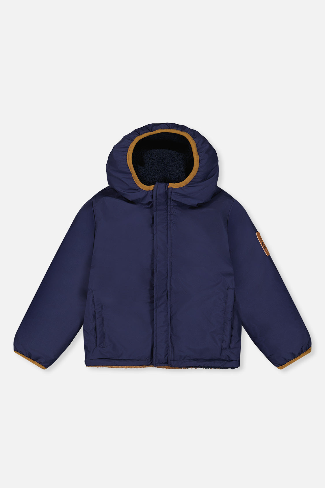 Reversible Mid-Season Jacket Dark Blue, Beige And Brown - J20W68_04810