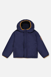 Reversible Mid-Season Jacket Dark Blue, Beige And Brown - J20W68_04810