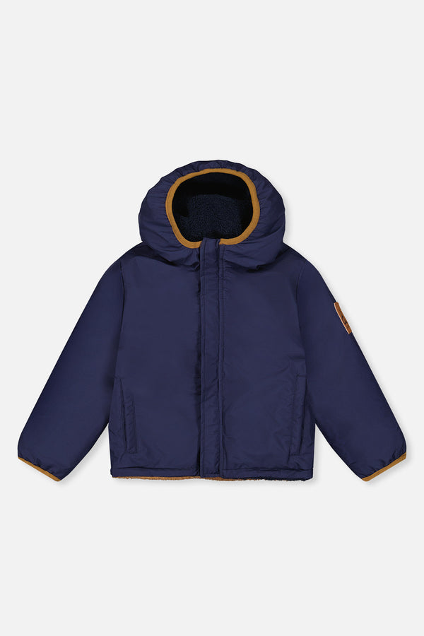 Reversible Mid-Season Jacket Dark Blue, Beige And Brown - J20W68_04810