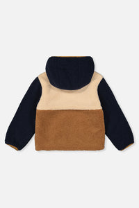 Reversible Mid-Season Jacket Dark Blue, Beige And Brown - J20W68_04810