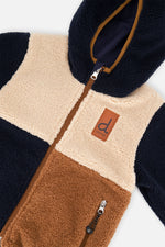 Reversible Mid-Season Jacket Dark Blue, Beige And Brown - J20W68_04810