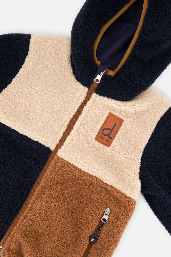 Reversible Mid-Season Jacket Dark Blue, Beige And Brown - J20W68_04810