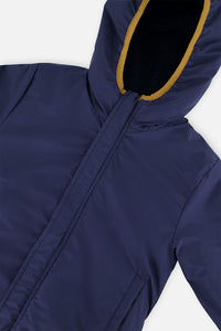Reversible Mid-Season Jacket Dark Blue, Beige And Brown - J20W68_04810