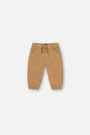 Pantalon de jogging en canvas extensible beige pour bébé
