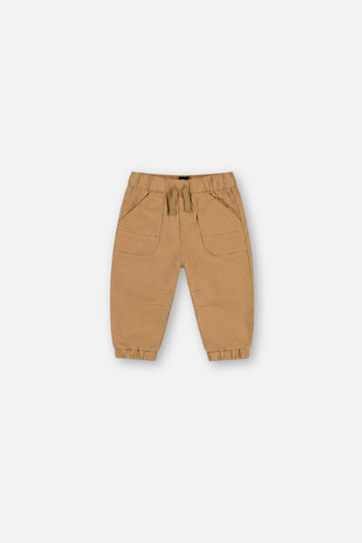 Pantalon de jogging en canvas extensible beige pour bébé