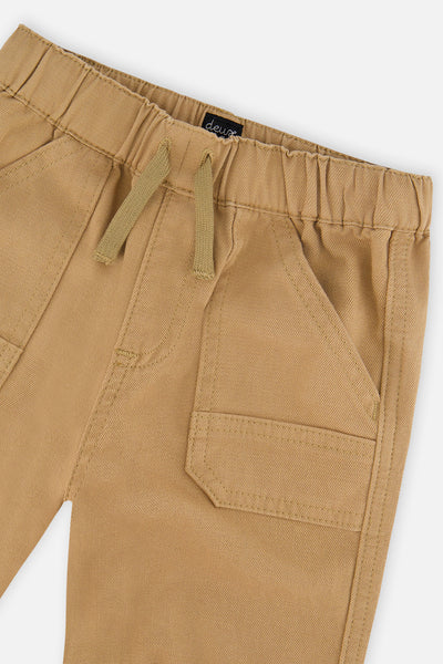Pantalon de jogging en canvas extensible beige pour bébé