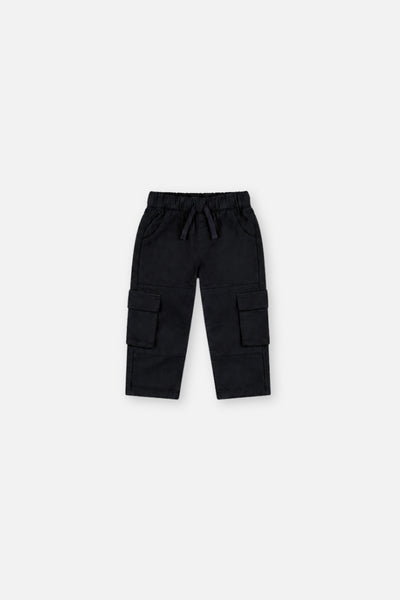 Pantalon en twill avec poches cargo bleu foncé pour bébé