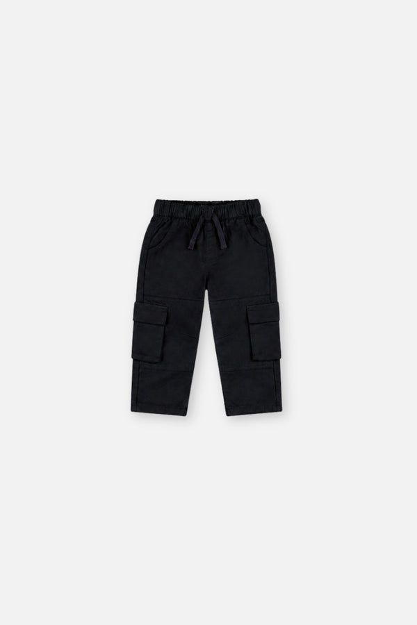 Pantalon en twill avec poches cargo bleu foncé pour bébé