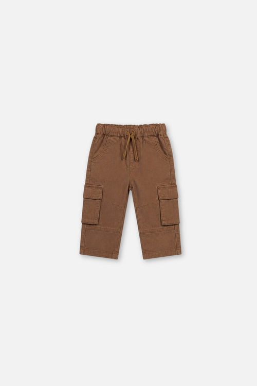 Baby-Twill-Hose mit Cargotaschen in Neutralbraun