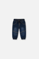 Pantalon de jogging en molleton style denim bleu marine pour bébé