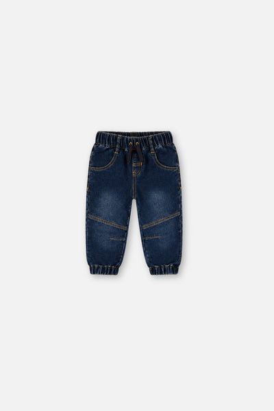 Pantalon de jogging en molleton style denim bleu marine pour bébé
