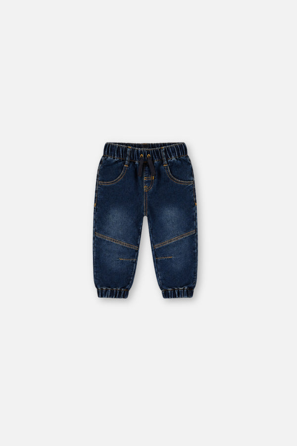 Pantalon de jogging en molleton style denim bleu marine pour bébé