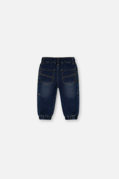 Pantalon de jogging en molleton style denim bleu marine pour bébé