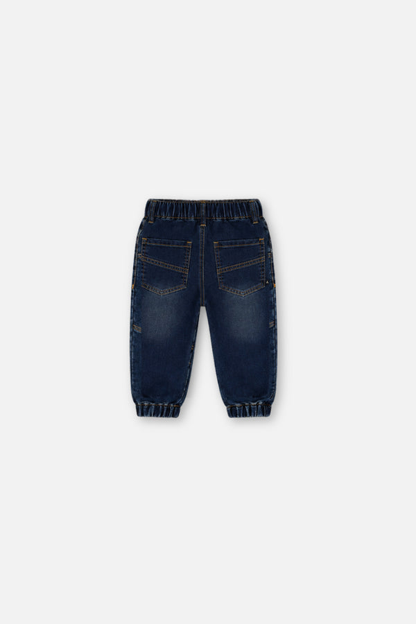 Pantalon de jogging en molleton style denim bleu marine pour bébé