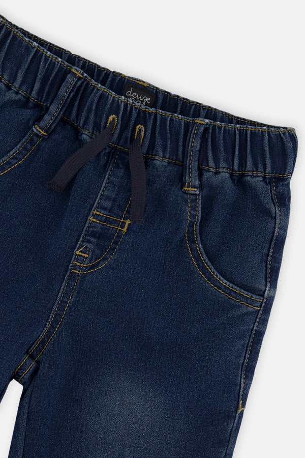 Pantalon de jogging en molleton style denim bleu marine pour bébé