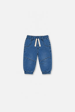 Pantalon jogging en molleton style denim bleu clair pour bébé
