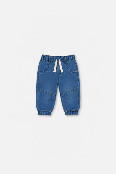 Baby French Terry Denim Joggerhose Hellblau
