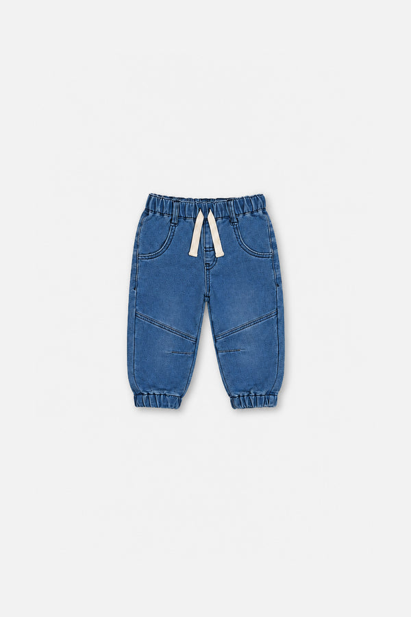 Baby French Terry Denim Joggerhose Hellblau