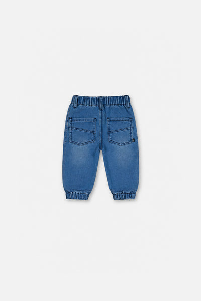 Baby French Terry Denim Joggerhose Hellblau