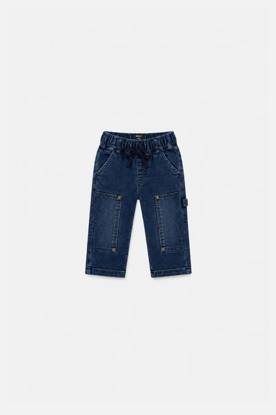 Baby French Terry Denim Pants Navy Blue