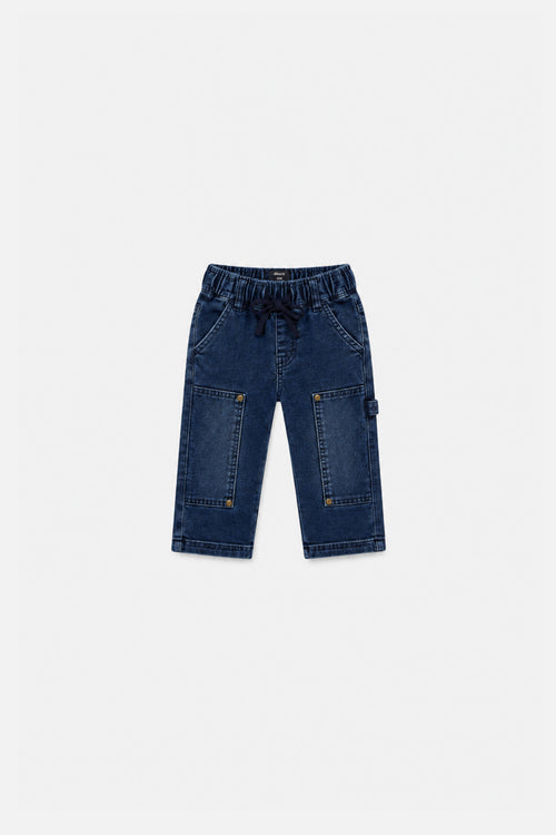 Baby French Terry Denim Hose Marineblau