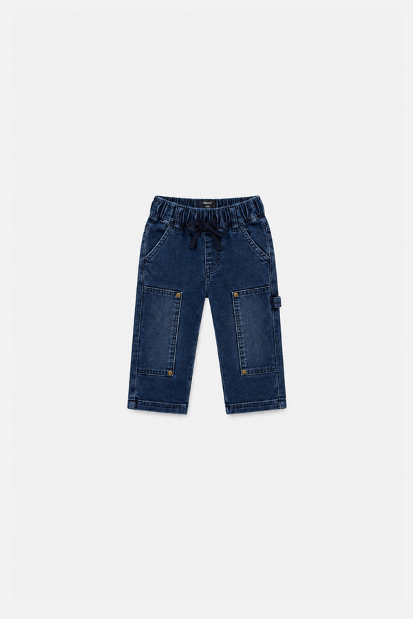 Baby French Terry Denim Pants Navy Blue