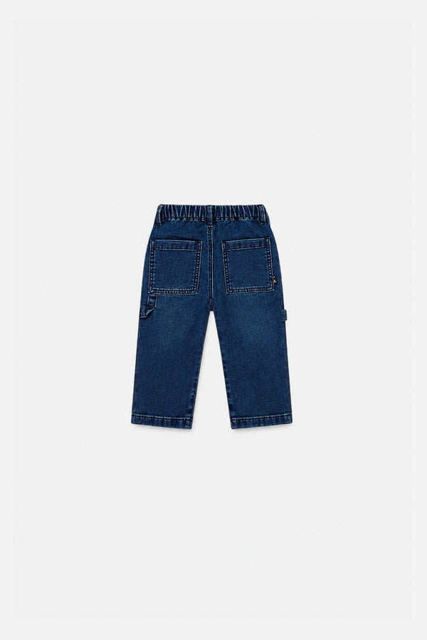 Baby French Terry Denim Pants Navy Blue