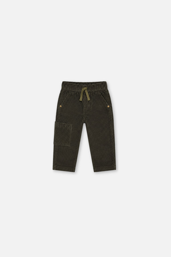 Baby Stretch Corduroy Pants With Cargo Pocket Dark Grey