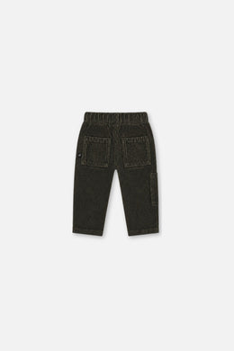 Pantalon en velours côtelé extensible avec poche cargo gris foncé pour bébé