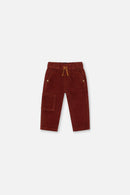 Baby Stretch Corduroy Pants With Cargo Pocket Reddish-Brown