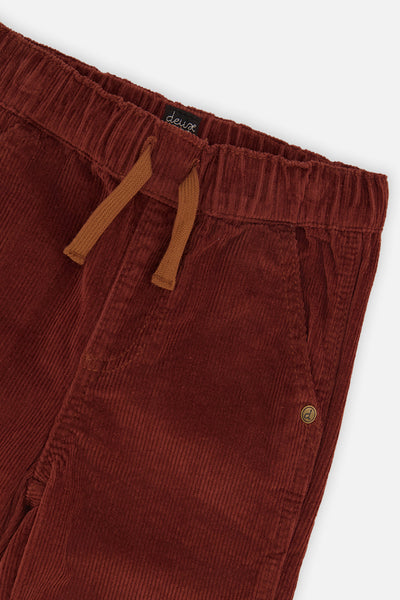 Baby Stretch Corduroy Pants With Cargo Pocket Reddish-Brown