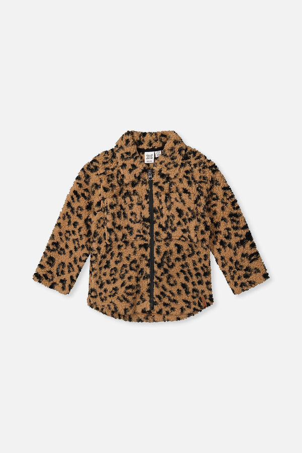 Zipped Sherpa Overshirt With Chest Pockets Leopard Fur - J20YG17_2J279